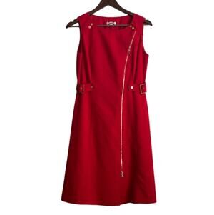 Calvin Klein Red Gold Zipper Dress Sz 6